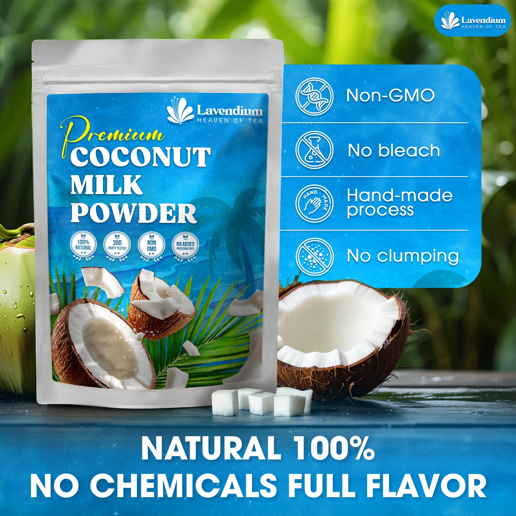 Lavendium, Coconut Milk Powder, 100% Natural, Unsweetened, Perfect for Cake, Coffee, Tea, Creamer Alternative, No Additives, No Gluten, Vegetarian