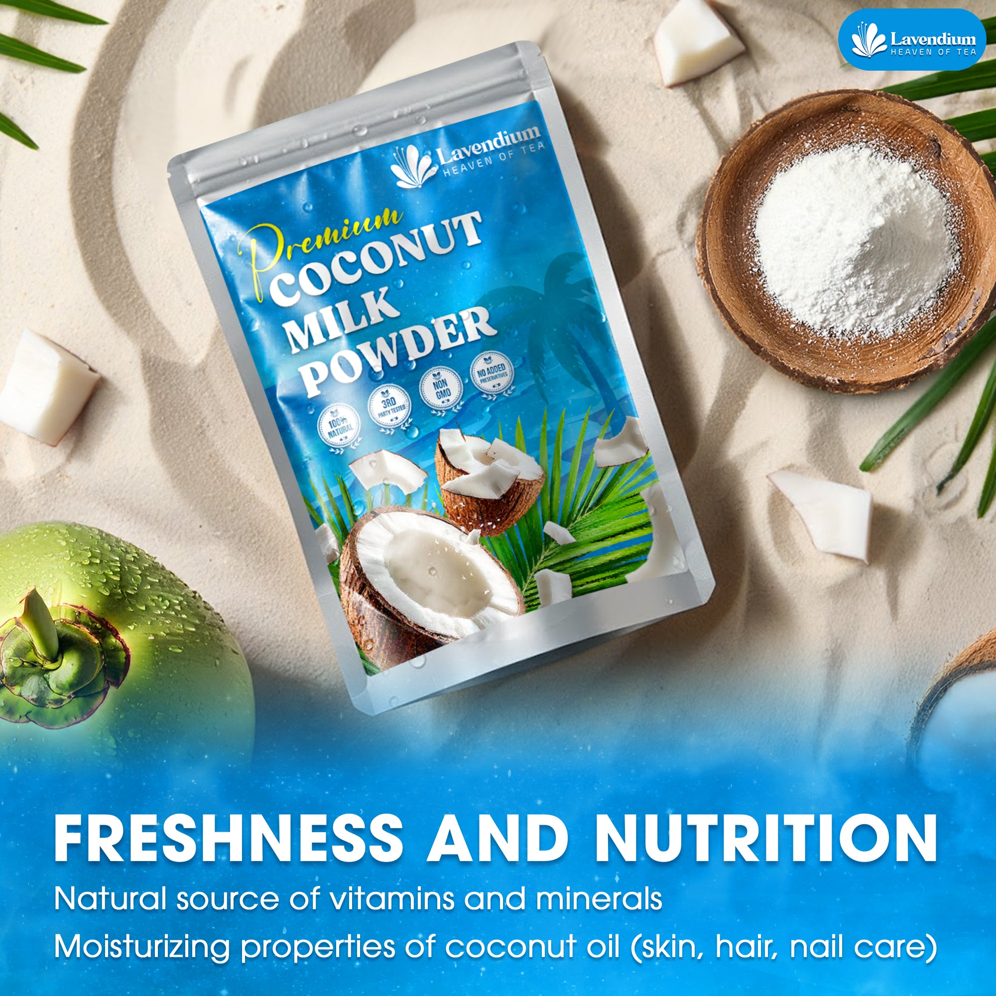 Lavendium, Coconut Milk Powder, 100% Natural, Unsweetened, Perfect for Cake, Coffee, Tea, Creamer Alternative, No Additives, No Gluten, Vegetarian