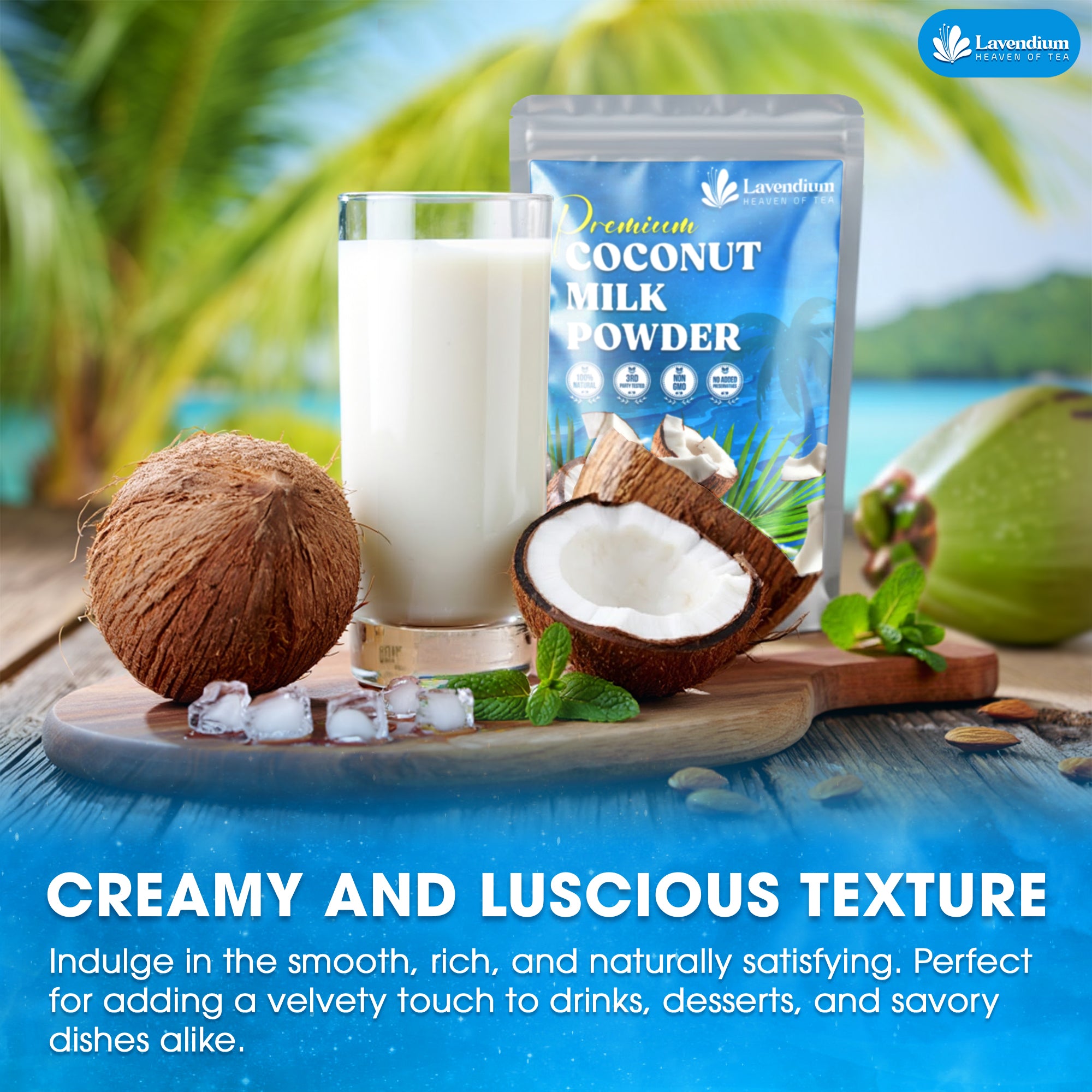 Lavendium, Coconut Milk Powder, 100% Natural, Unsweetened, Perfect for Cake, Coffee, Tea, Creamer Alternative, No Additives, No Gluten, Vegetarian