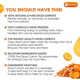 Lavendium, Dried Diced Carrots, 100% Natural & Pure Dehydrated Carrots, No Additives or Preservatives, Non-GMO, Gluten-Free, Plant-Based & Vegan, Perfect for Soups, Cooking & Meal Prep