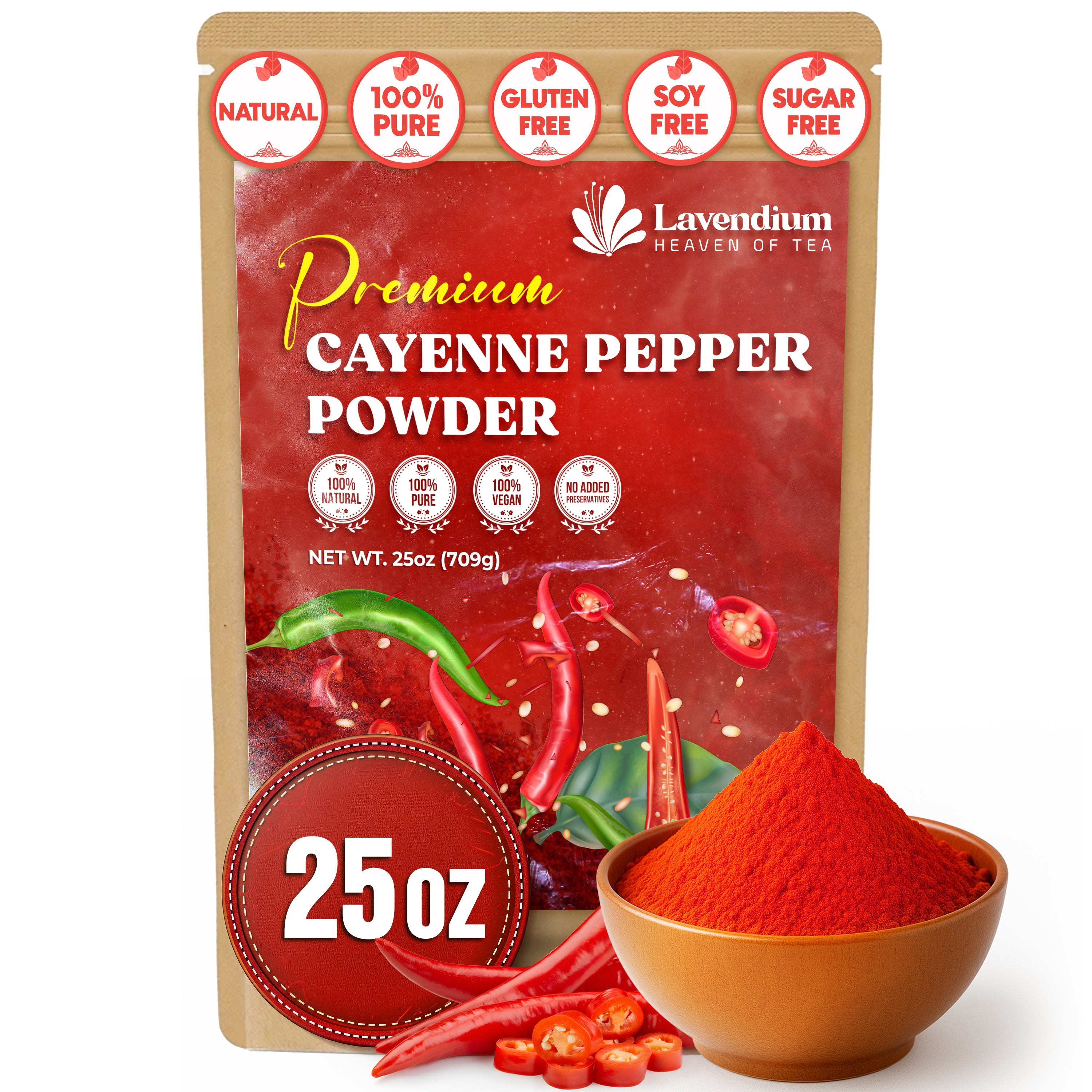 Lavendium, Premium 1.56 lbs Cayenne Pepper Powder– Pure Ground Red Pepper, Bold and Spicy Flavor