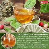 Lavendium, Premium Raspberry Leaf Tea Bags, 100% Natural & Pure, Loose Leaf Raspberry Herbal Tea, No Sugar, No Caffeine, No Gluten, Vegan